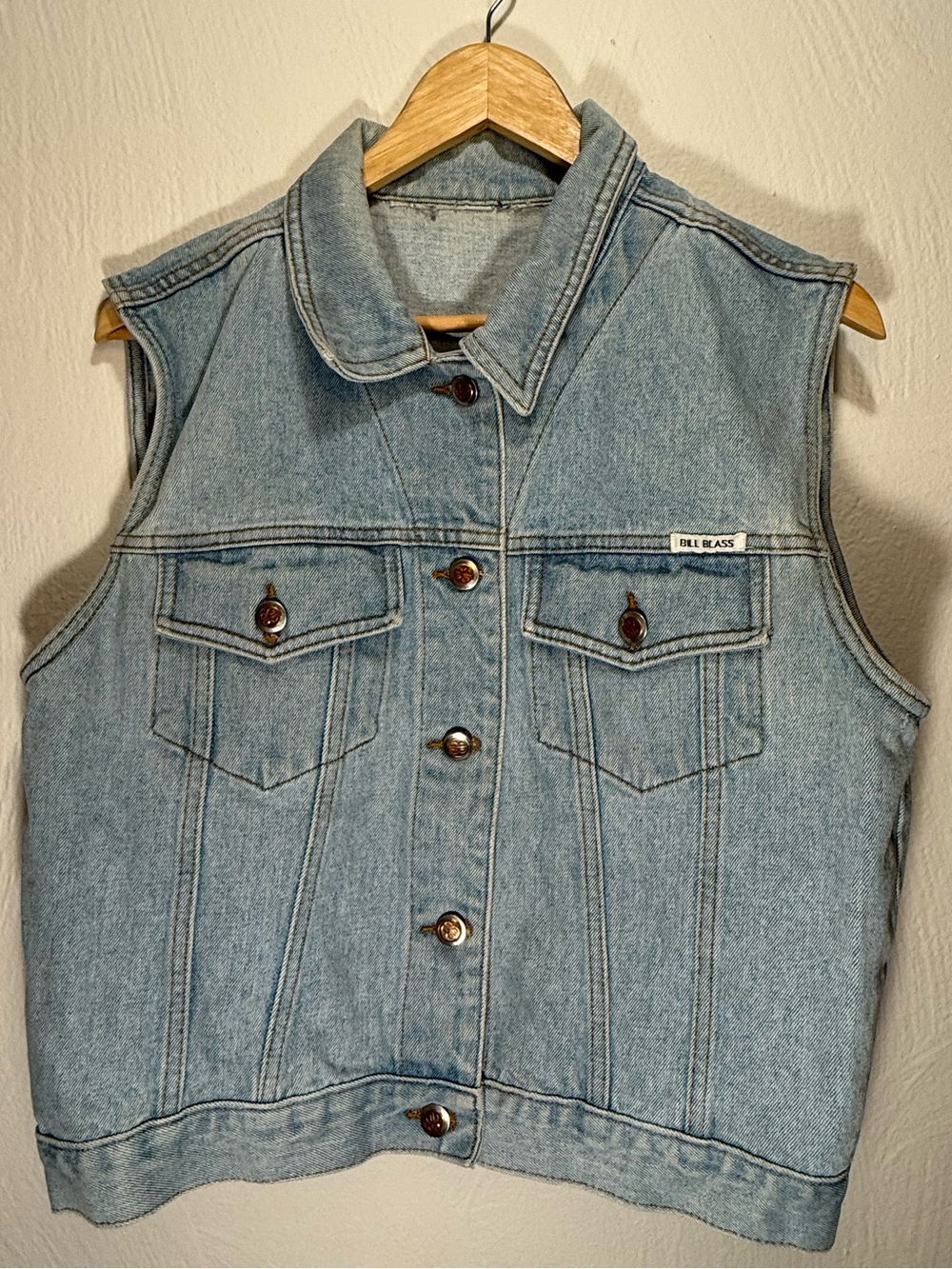 Bill Blass Vintage Light Wash Jean Vest - Mint Condition